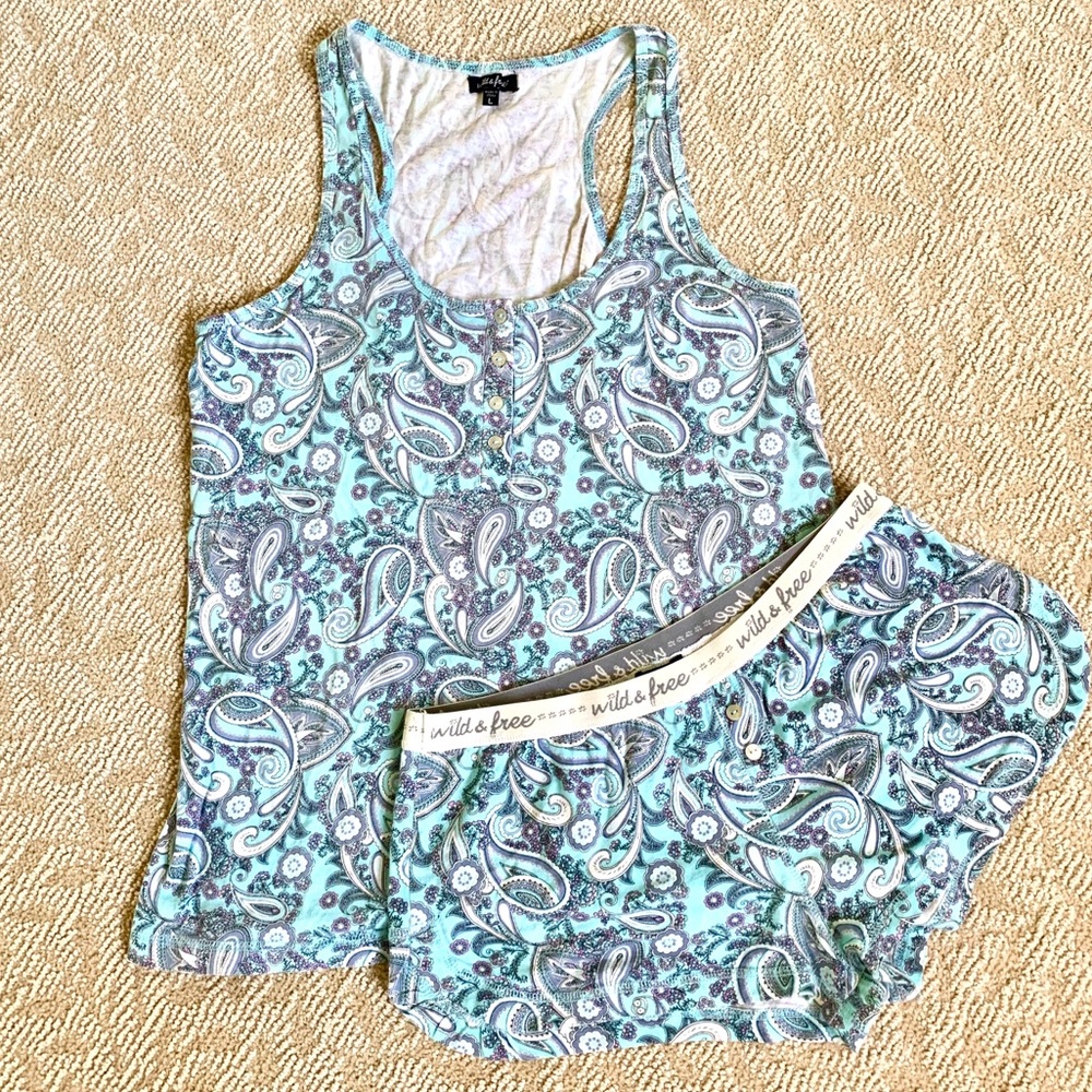 Wild and Free blue pajama set